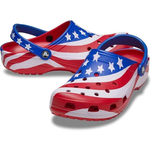 Crocs Classic American Flag Clog 205974-90H Mens 9 Womens 11 USA Summer Slip On - Picture 1 of 7